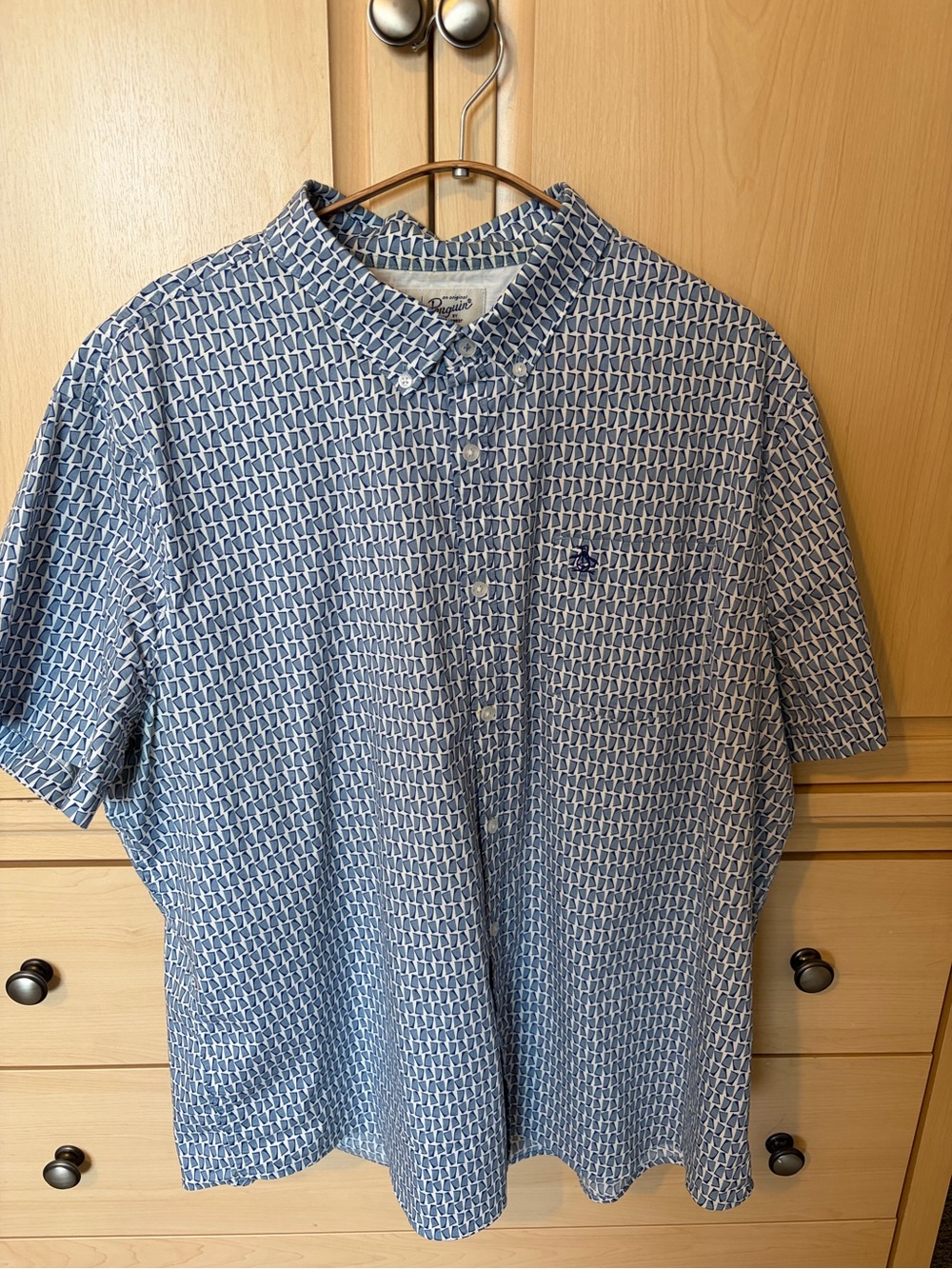 Original Penguin Pink Geometric Short-Sleeve Button-Down Camp Shirt